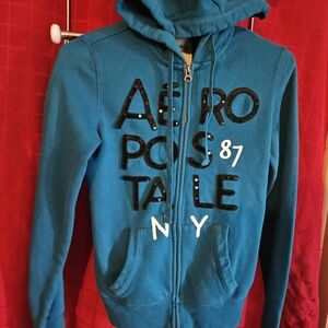 Aeropostale Blue Hoodie with Black Lettering